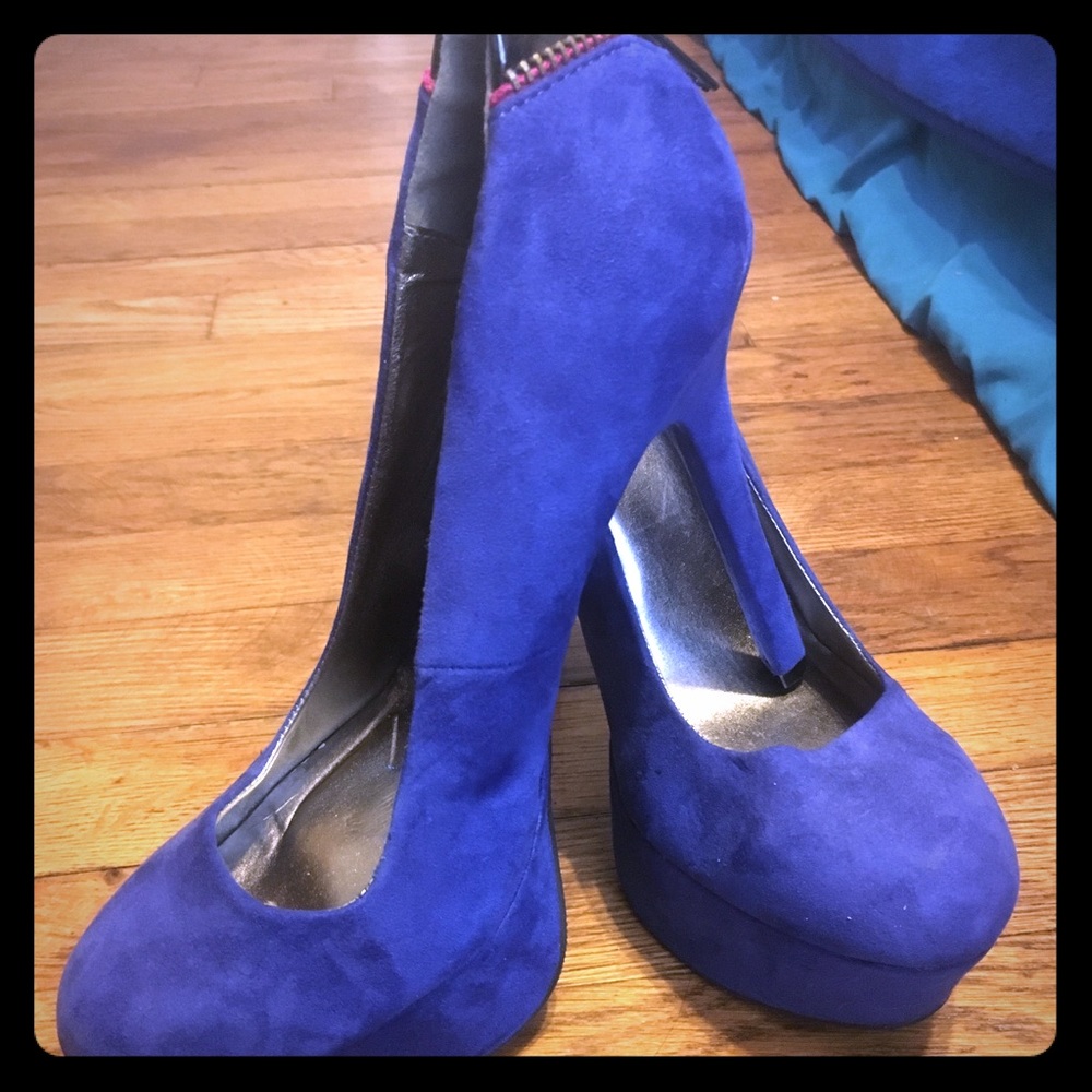 Blue “suede” stilettos